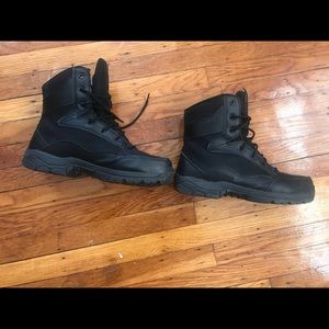 Black Steel Toe work boots.